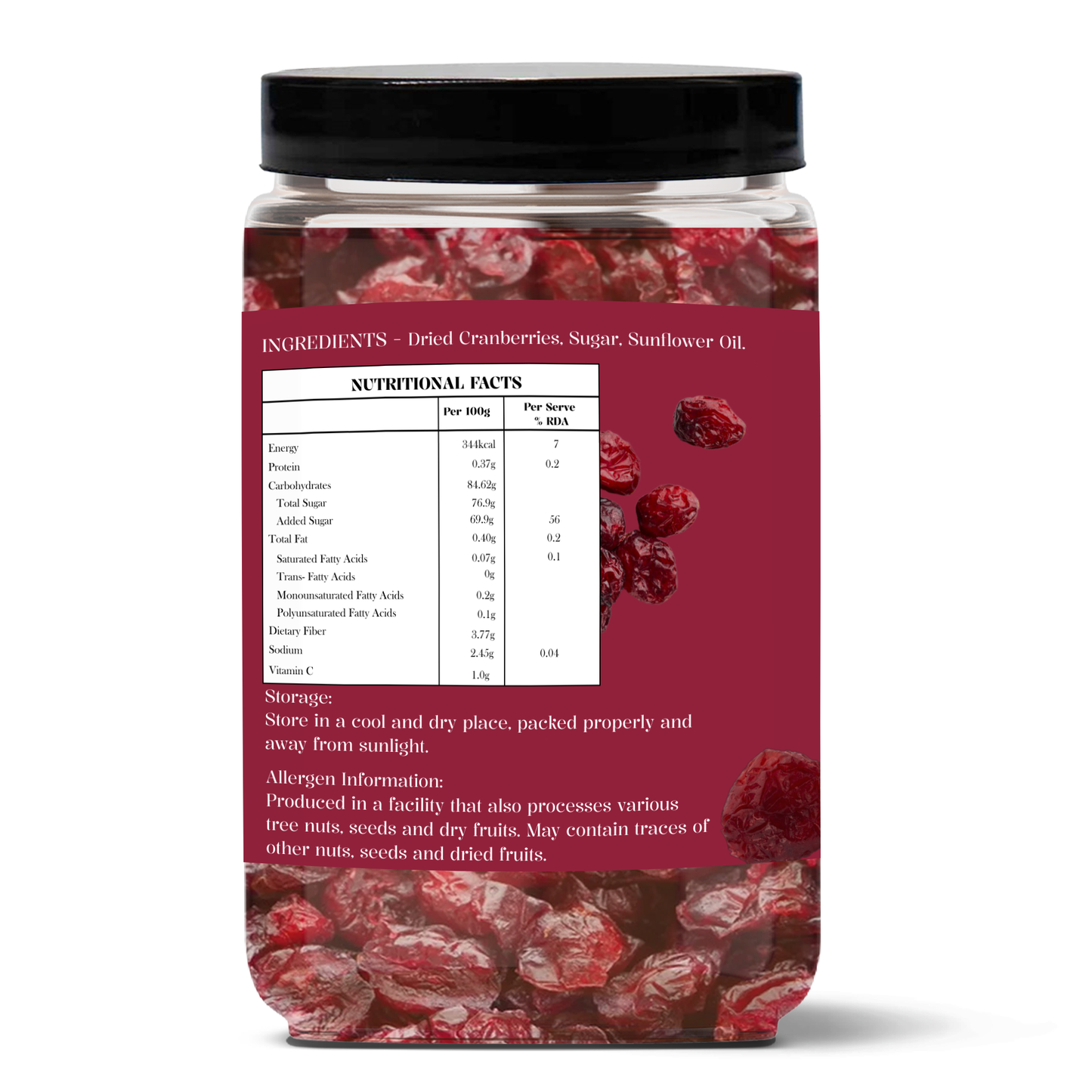 Cranberries Dried & Sliced