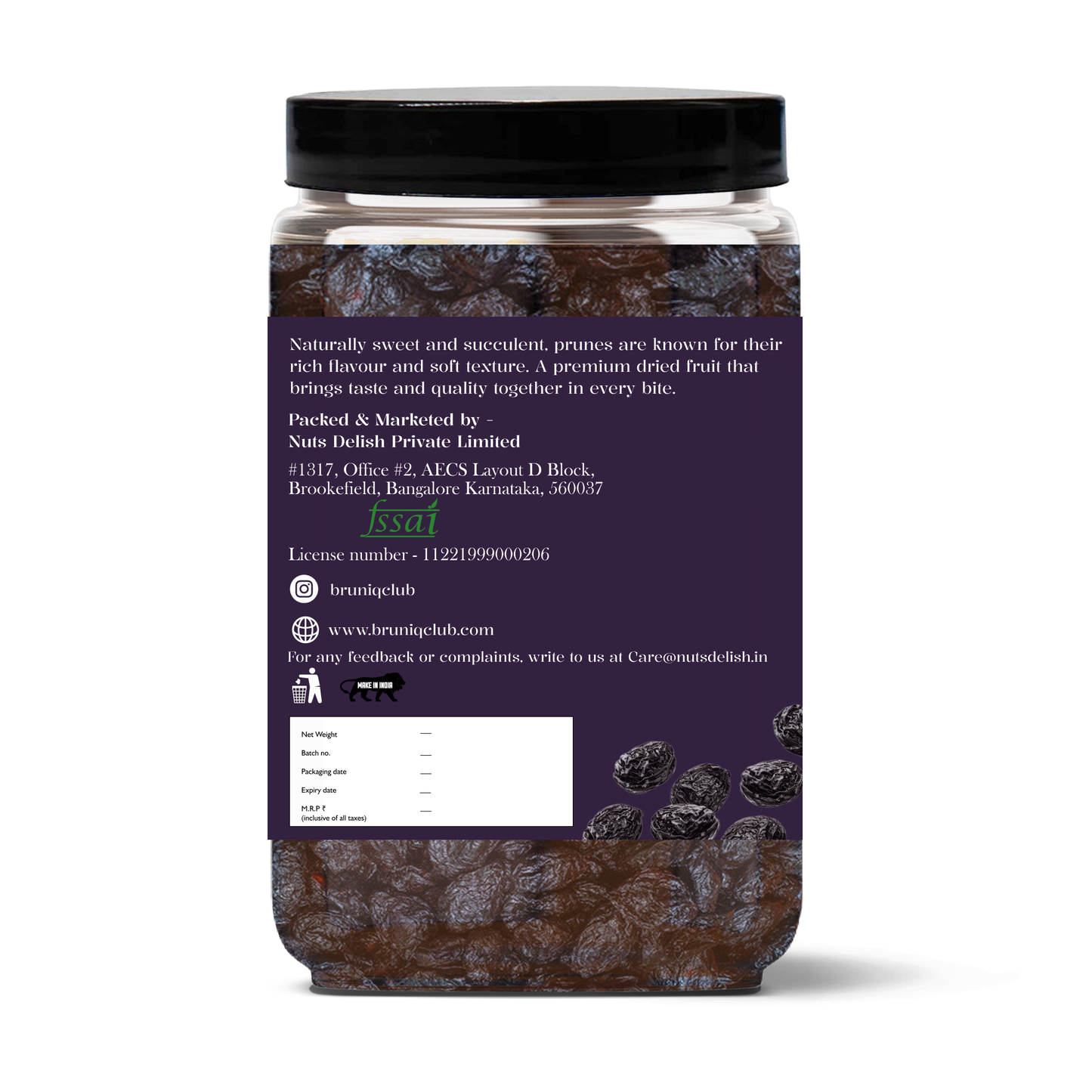 Bruniq Premium Seedless Prunes 150g | Naturally Sweet & Nutritious
