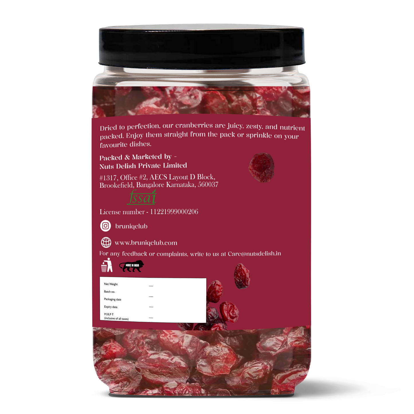 Cranberries Dried & Sliced